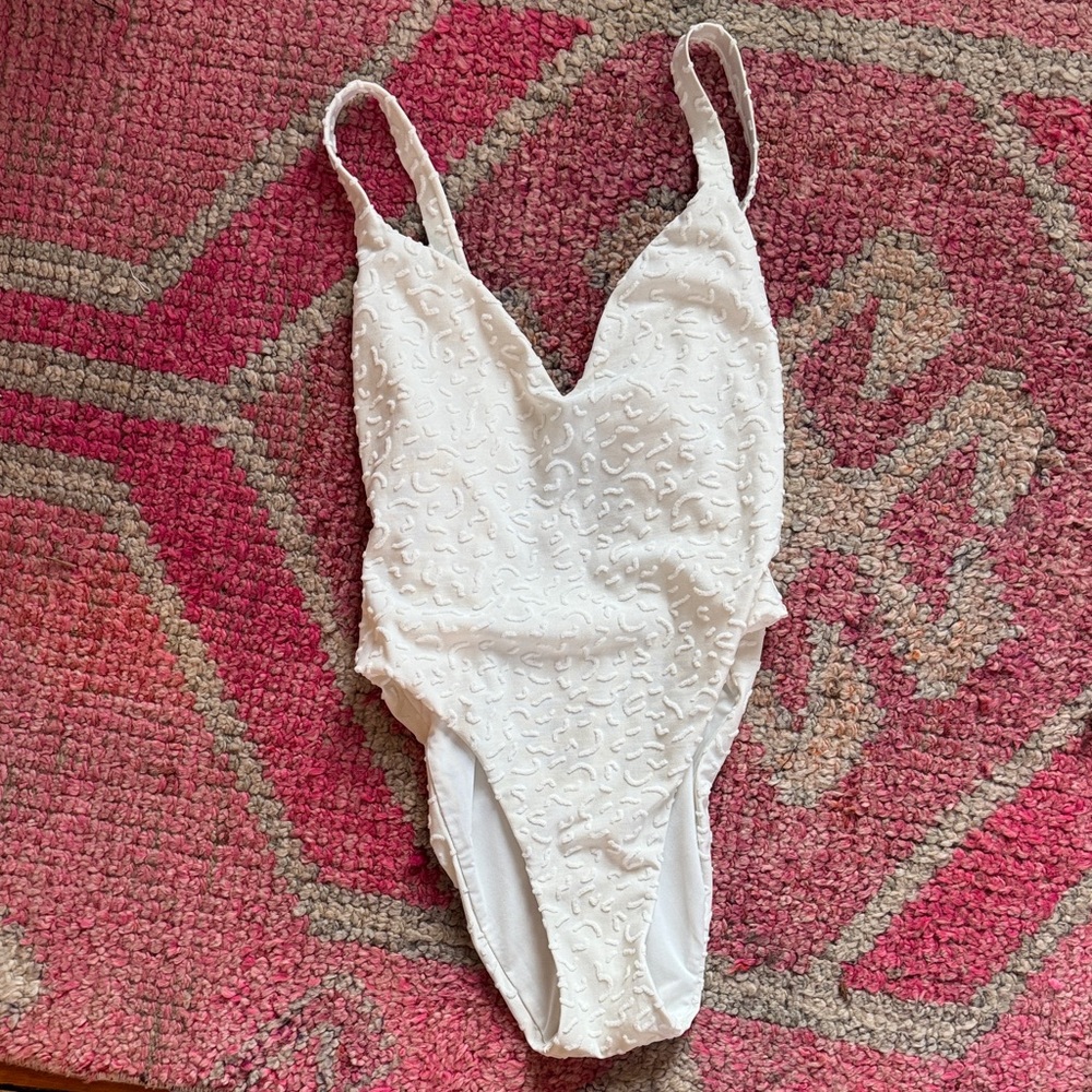 Madewell White Textured One Piece Swimsuit